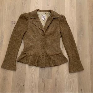 Nanette Lepore Brown Peplum Wool Blend Blazer